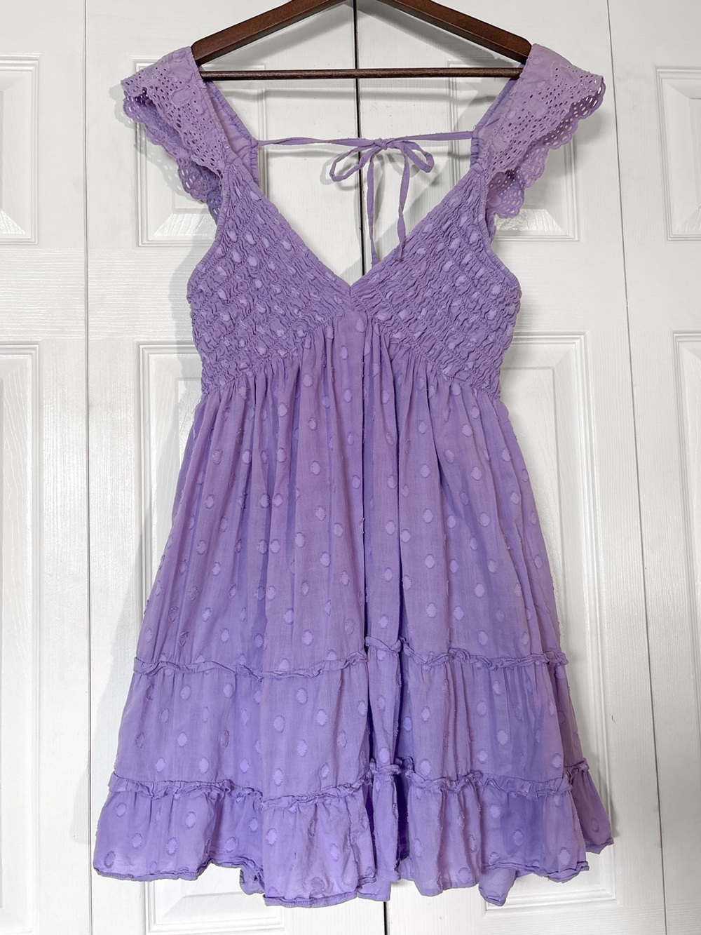 Urban Outfitters Flutter Sleeve Mini Dress Size Small Lilac Summer Sundress